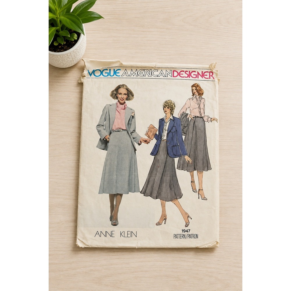 Vogue 1947 Anne Klein Uncut Vintage American Designer Sewing Pattern Sz 12 90s